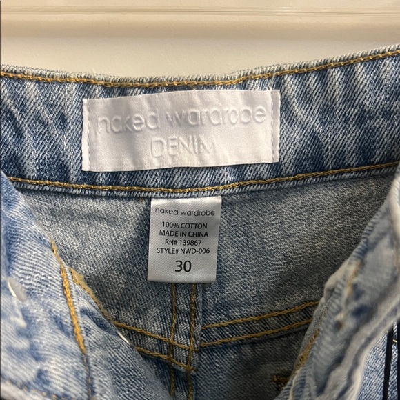 Naked Wardrobe Blue Distressed Jean Shorts - Picture 5 of 7